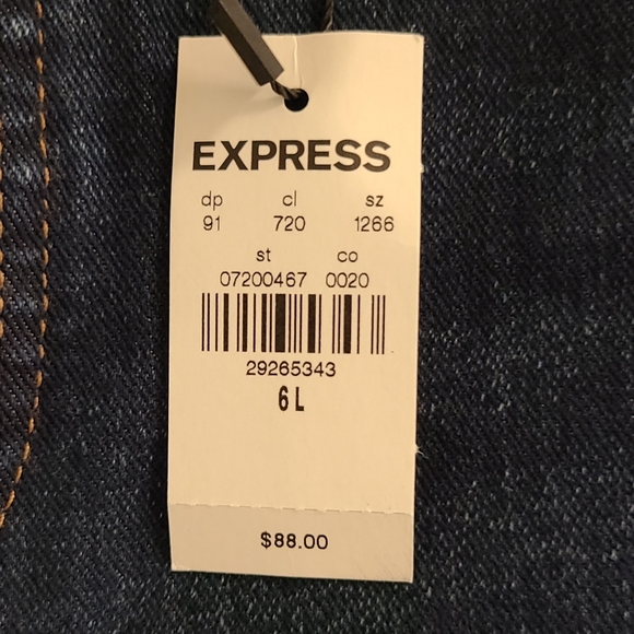 Express Slim Super High Rise Dark Wash Jeans Size 6 Long - Picture 5 of 5